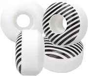 4PCS 95A PU White Stripe Professional Skateboard Double Rocker Downspeed Sliding Wheels with 52x30mm Size High Elastic Wear Resistant Anti Skid and No Noise