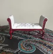 Miniature Dollhouse 1:12 Scale White and Mahogany Settee, Livingroom, Parlor