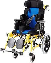 Folding Lightweight Pediatric Wheelchair, Manual Children's Wheelchair 180° Reclining Design, Adjustment Headrest