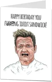 Funny Rude Happy Birthday Card For Friends, Family For Him Men. Inappropriate Idiot Sandwich Insulting Message