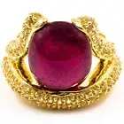 12.60ct Natural Ruby and Yellow Sapphire Ring 925 Sliver in Gold Plated Size7