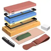 Knife Sharpening Stone Kit 4 Side Grit 400/1000 3000/8000 Whetstone Professional