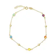 9kt Yellow Gold Silver Infused Crystal Anklet