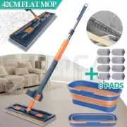 42CM Mop 360°Rotating Wet Cleaning Magic Self Wringing Mop+Foldable Bucket+8 Mop