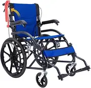 PORIYA 20" Lightweight Foldable Wheelchair with Park Brakes and Soft Comfort Features – Ideal for Elderly and Disabled Users (20 INCH BLUE with Free Flip Armrests)