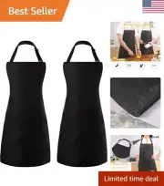 Waterproof Adjustable Bib Apron, 2 Pack - Multi-Functional Polyester-Black