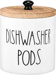 FwQoFvk Dishwasher Pod Holder with Lid Dishwasher Pod Organizer Stylish Dishwasher Tablet Container Wide Opening Dishwasher Pod Storage Farmhouse Dishwasher Pods Holder for Home Kitchens (White)