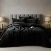Morgan and Reid Black Velvet Crushed Snuggle Fleece Comforter Set