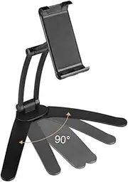 BRIGHTFUFU Adjustable Tablet Stand Portable Aluminum Alloy Holder with Base for Kitchen Office and Nightstand Compatible with Devices Easy Angle Black