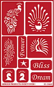 Peacock Feather Pattern Fancy Art Glass Etching Stencils Reusable Armour Etch