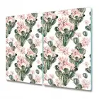 Glass Induction Ceramic Hob Cover Pink opuntia Cactus Bloom Floral Flowers