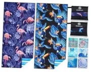 2 Pack Microfiber Lightweight Beach Towel 32x71 inch 2 Pack Flamingo Toucan