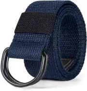 Mens & Womens Canvas Belt with Black D-Ring Buckle 1 1/2" Wide Solid Color Fabri