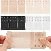 [BelleVive] 12 Pieces Bra Extenders with 3 Hooks, Strap Extension, 3-Hook Extender for Women, Elastic Oversized Strap, Soft and Comfortable, 4 Colours, Multi-colored, X-Large