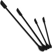 GYB 4 Pack Black Mini Silicone Spatula, Makeup Spatula, Small Silicone Spatula, Thin Spatula Set for Skinny Openings, Tiny Scraper，4 Sizes for Jar, Kitchen Bottles, Cosmetic