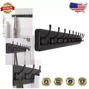 Elegant Black Wall Coat Rack - 10 Hooks for Coats, Hats & Bags in Rustic Style