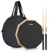 12 Inch Silent Drum Pad,Dumb Drum Beginner Rubber Practice Pad,with 5A Drum S...