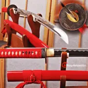 Red Razor Sharp Katana 1095 Steel Battle Ready Japanese Samurai Full-tang Sword