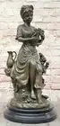 Art Deco Sculpture of Woman with Harp Bronze Statue by Milo sculpture Sale