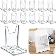 Memorywuu 12 Pack Acrylic Book Stand for Display Adjustable Clear Display Holder Easel Collector Stand for Home Office Back to School Comic Album CD Magazine Postcard Artworks (4.2 x 4.3 x 2.35 Inch)