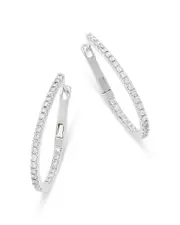 Bloomingdale's Fine Collection Diamond Inside Out Oval Hoop Earrings in 14K White Gold, 0.75 tcw
