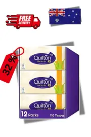 Quilton 3 Ply Aloe Vera Facial tissues, (12 boxes of 110 tissues)