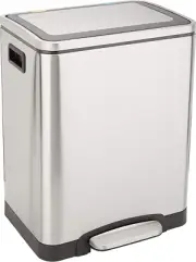 Amazon Basics 30L Dual Bin Soft-Close Trash Can with Foot Pedal - 2 X 15 Liter B