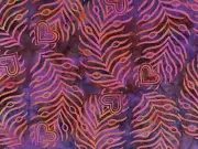 Cotton Batik Fabric Purple Peacock Feather by 1/2 Yard