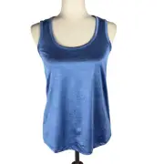 DKNY SCOOP NECK CASUAL SHINY TANK TOP IN BLUE NWT WOMEN'S SIZE XS