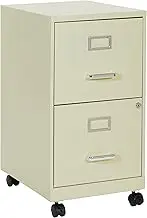 OSP Home Furnishings 2 Drawer Mobile Locking Metal File Cabinet, Tan