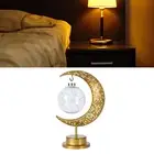 Moon Lamp Iron Openwork Pattern LED Hanging Moon Shape Night Light Balls