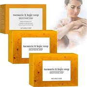 Menuha Kojic Acid Turmeric Soap, Brightening Lemon & Turmeric Kojic Acid Soap With Vitamin c, Natural Turmeric Face & Bath Soap Bars for Face & Body, Skin Lightening & Whitening Soap (2pcs)