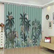 Members Of Zoo Family 3D Blockout Photo Print Curtain Fabric Curtains Window