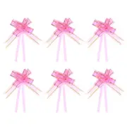 100Pcs 8" Pull Bows Ribbon Gift Wrapping String Decorative Bow Tie Pink
