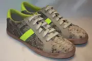 NEW! SAM EDELMAN Natural Snakeskin Leather HANSON Lime Green Sneakers Sz 6.5