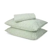 250 Thread Count Gingham Cotton Sheet Set - Queen Bed, Sage