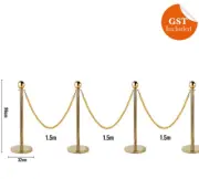4 Gold Queue Barriers Stand 3 GOLD TWISTED Rope Crowd Control Bollards Stanchion