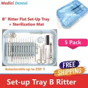 Dental B-Lok Ritter Flat Set-Up Tray Sterilization Mat Combo, 5/Pk, Blue B Trays