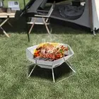 2-in-1 Camping Fire Pit Portable BBQ Grill Foldable Grill Stainless Steel AU