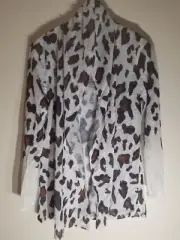 Zesica Women's White & Gray Leopard Lightweight Open Cardigan Size M New in Bag