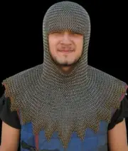Brass Zig Zag Face Chainmail Coif/Hood 9 mm Butted CH05