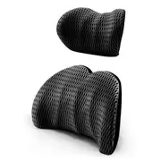 2Pcs Car Seat Memory Foam Lumbar Back Pillow Support Back Chair Cushion Neck Pillow