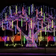 10 Tube 360 LEDs Solar Powered Lights Christmas Decoration Lamps Meteor Shower Rain Lights for Christmas Holiday Party Home Patio Party -Milticolor