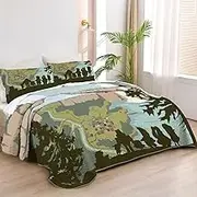 Allenjoy Queen Size Mystery and Adventure Quilt Bedspreads Anime Bed Set Bedding Coverlet Fabric Washable with 2 Pillow Shams SC00383-007