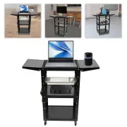 Rolling Laptop Desk Adjustable Height Computer Table Stand up Office Workstation