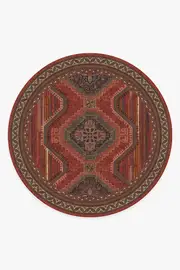 245' Round | Machine Washable Runner Rug | Kid & Pet Friendly | Indoor Rug | Mandalore Scarlet Red Rug | Ruggable