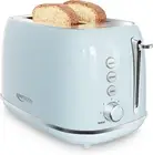 2 Slice Toaster Retro Stainless Steel with Bagel, Cancel, blue