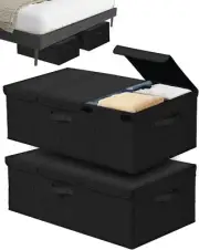 Deep Under Bed Storage Container, 10" Tall Height Underbed Box Bin with Black