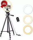 10'' Ring Light with 50'' Extendable Tripod Stand, LED Circle Lights with Phone