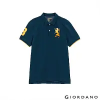 在飛比找Yahoo奇摩購物中心優惠-GIORDANO 男裝獅王刺繡POLO衫 - 36 水手藍